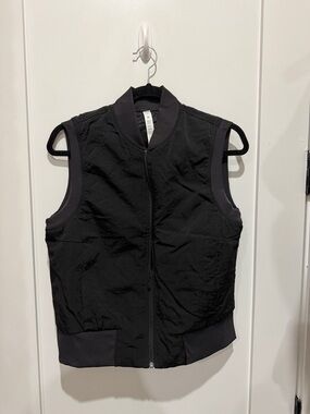 lululemon athletica Black Quilted Jacket with Ribbed Collar